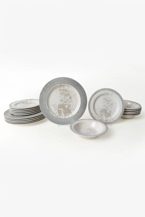 Hermia Juego de Cena de 18 Piezas Gris y Crema